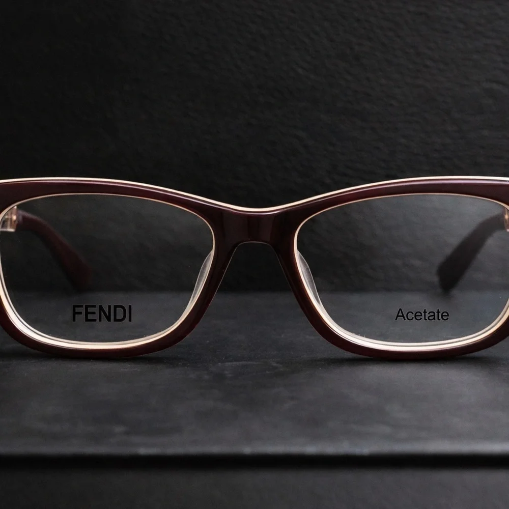Fendi FF0256 Acetate Eyeglasses Burgundy Ivory 52-18-140 New Authentic